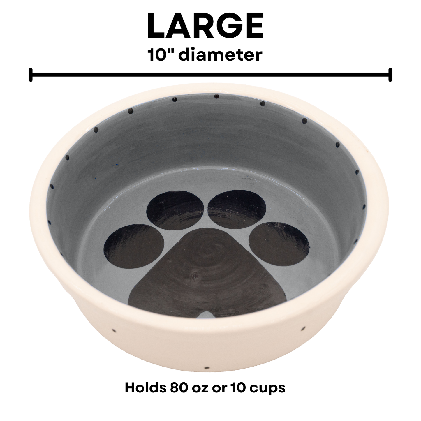 The Big Paw Collection - Handmade Ceramic Pet Bowl with Custom Color and Black Paw Print