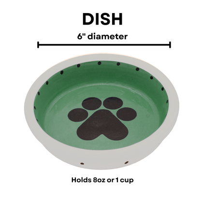 The Big Paw Collection - Handmade Ceramic Pet Bowl with Custom Color and Black Paw Print