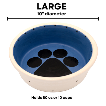 The Big Paw Collection - Handmade Ceramic Pet Bowl with Custom Color and Black Paw Print