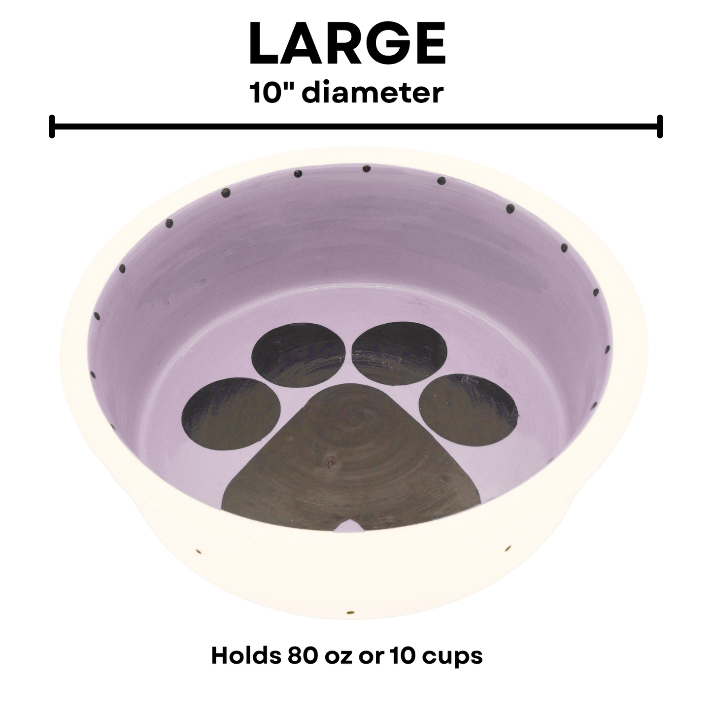 The Big Paw Collection - Handmade Ceramic Pet Bowl with Custom Color and Black Paw Print