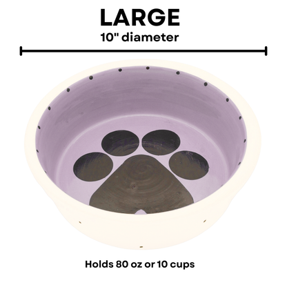 The Big Paw Collection - Handmade Ceramic Pet Bowl with Custom Color and Black Paw Print
