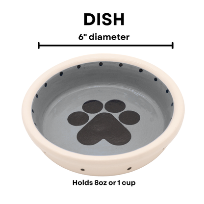The Big Paw Collection - Handmade Ceramic Pet Bowl with Custom Color and Black Paw Print