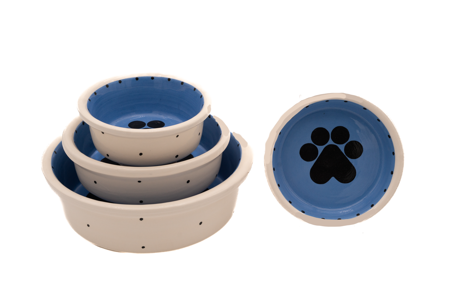 The Big Paw Collection - Handmade Ceramic Pet Bowl with Custom Color and Black Paw Print