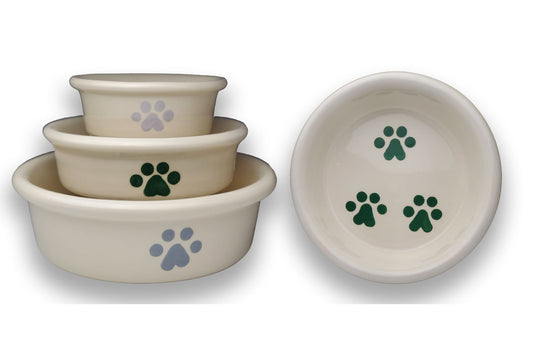 Pawfect Prints Bowl – Handmade Ceramic Pet Bowl with Customizable Paw Prints