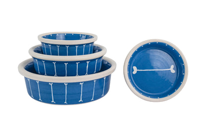 Boneyard Collection - Handmade Ceramic Pet Bowl with Skinny Bone Design in Custom Colors