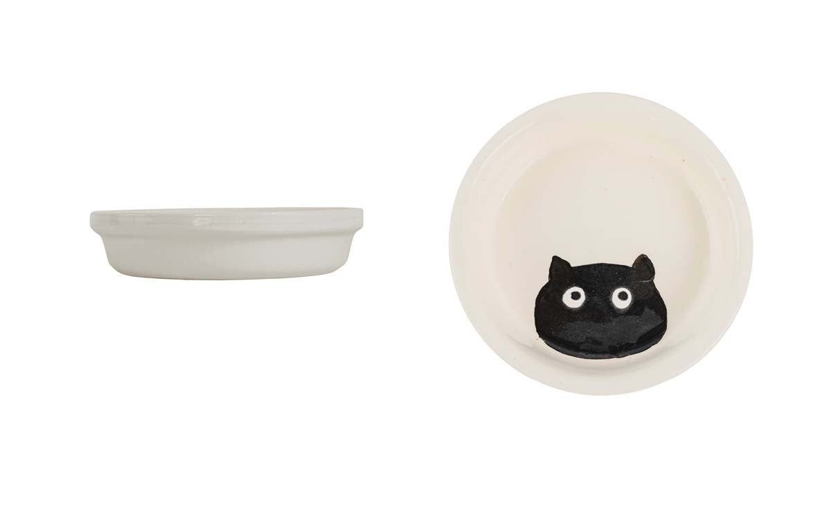 Black Cat Dish - Handmade Ceramic Cat Food Dish