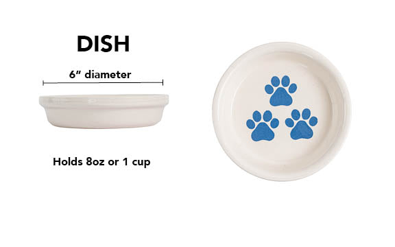 Pawsome Collection (Alternate) - Handmade Ceramic Pet Bowl with Colored Paw Prints on White Clay