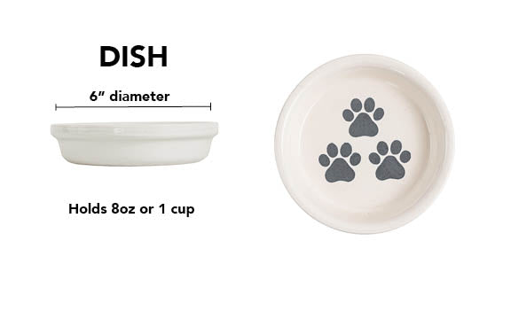 Pawsome Collection (Alternate) - Handmade Ceramic Pet Bowl with Colored Paw Prints on White Clay