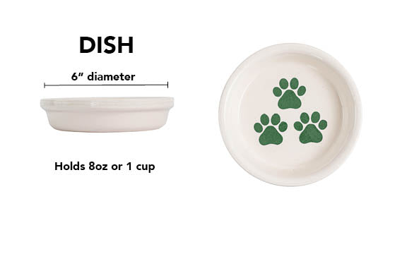 Pawsome Collection (Alternate) - Handmade Ceramic Pet Bowl with Colored Paw Prints on White Clay