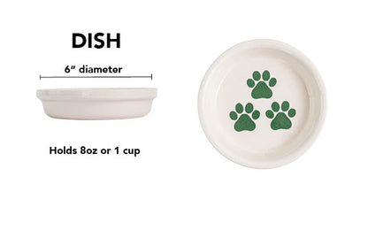 Pawsome Collection (Alternate) - Handmade Ceramic Pet Bowl with Colored Paw Prints on White Clay