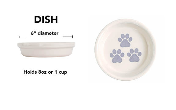 Pawsome Collection (Alternate) - Handmade Ceramic Pet Bowl with Colored Paw Prints on White Clay