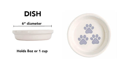 Pawsome Collection (Alternate) - Handmade Ceramic Pet Bowl with Colored Paw Prints on White Clay