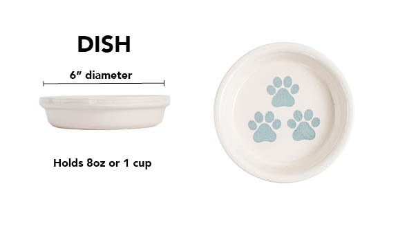 Pawsome Collection (Alternate) - Handmade Ceramic Pet Bowl with Colored Paw Prints on White Clay