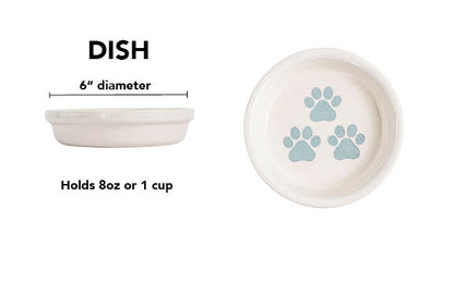 Pawsome Collection (Alternate) - Handmade Ceramic Pet Bowl with Colored Paw Prints on White Clay