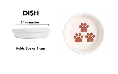 Pawsome Collection (Alternate) - Handmade Ceramic Pet Bowl with Colored Paw Prints on White Clay