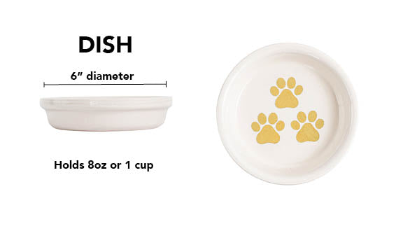 Pawsome Collection (Alternate) - Handmade Ceramic Pet Bowl with Colored Paw Prints on White Clay