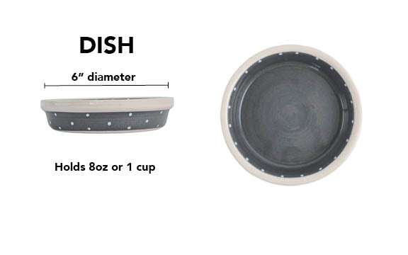 Polka Paws Collection - Handmade Ceramic Pet Bowl with Color and White Polka Dots