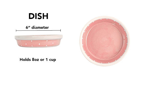 Polka Paws Collection - Handmade Ceramic Pet Bowl with Color and White Polka Dots