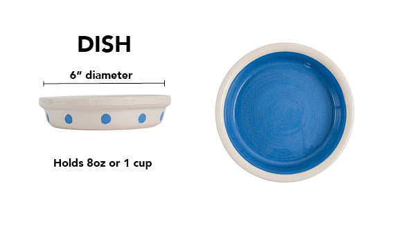Spot On Collection - Handmade Ceramic Pet Bowl with Solid Color Interior and Dots on the Outside