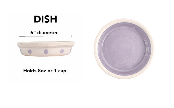 Spot On Collection - Handmade Ceramic Pet Bowl with Solid Color Interior and Dots on the Outside