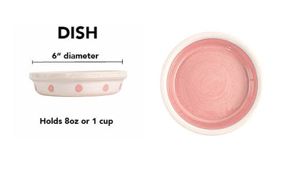 Spot On Collection - Handmade Ceramic Pet Bowl with Solid Color Interior and Dots on the Outside