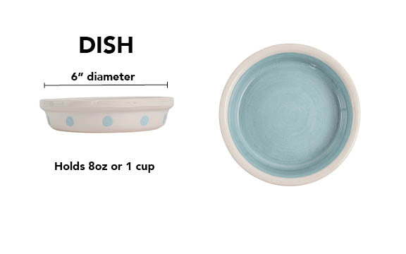 Spot On Collection - Handmade Ceramic Pet Bowl with Solid Color Interior and Dots on the Outside
