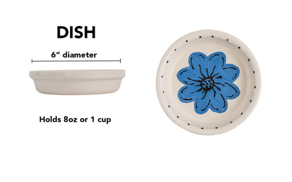 Blossom Bite Collection - Handmade Ceramic Pet Bowl with Handpainted Flower