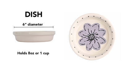 Blossom Bite Collection - Handmade Ceramic Pet Bowl with Handpainted Flower