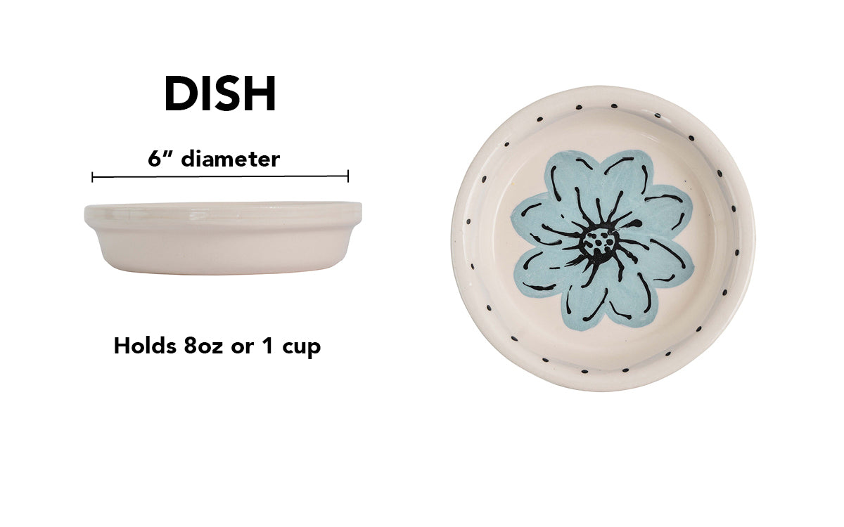 Blossom Bite Collection - Handmade Ceramic Pet Bowl with Handpainted Flower