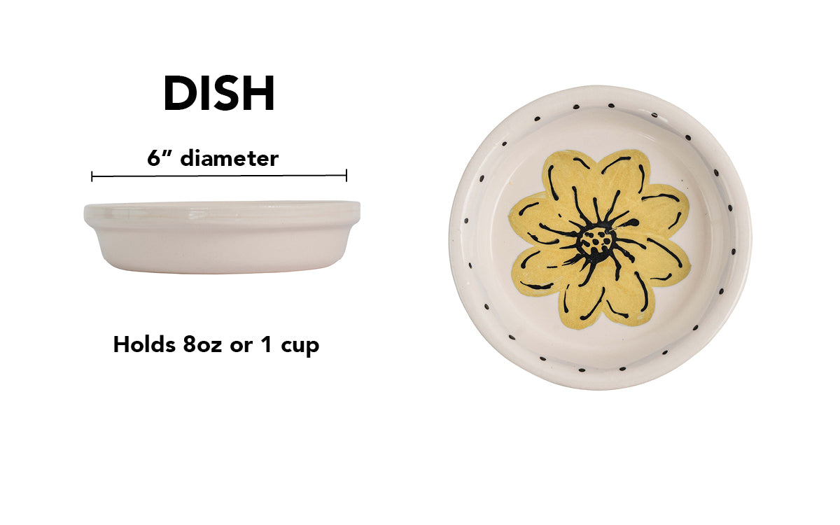 Blossom Bite Collection - Handmade Ceramic Pet Bowl with Handpainted Flower
