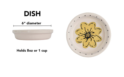 Blossom Bite Collection - Handmade Ceramic Pet Bowl with Handpainted Flower