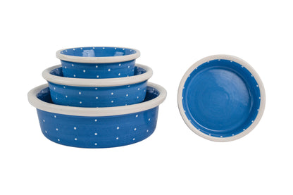 Polka Paws Collection - Handmade Ceramic Pet Bowl with Color and White Polka Dots