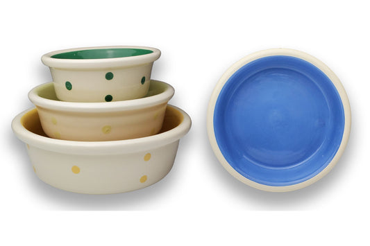 Spot On Collection – Handmade Ceramic Pet Bowl with Matching Dots