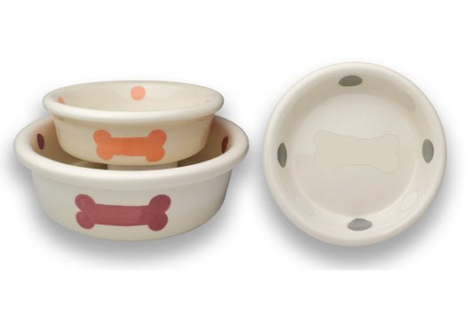 Bold Bones Collection – Handmade Ceramic Pet Bowl with Customizable Colors