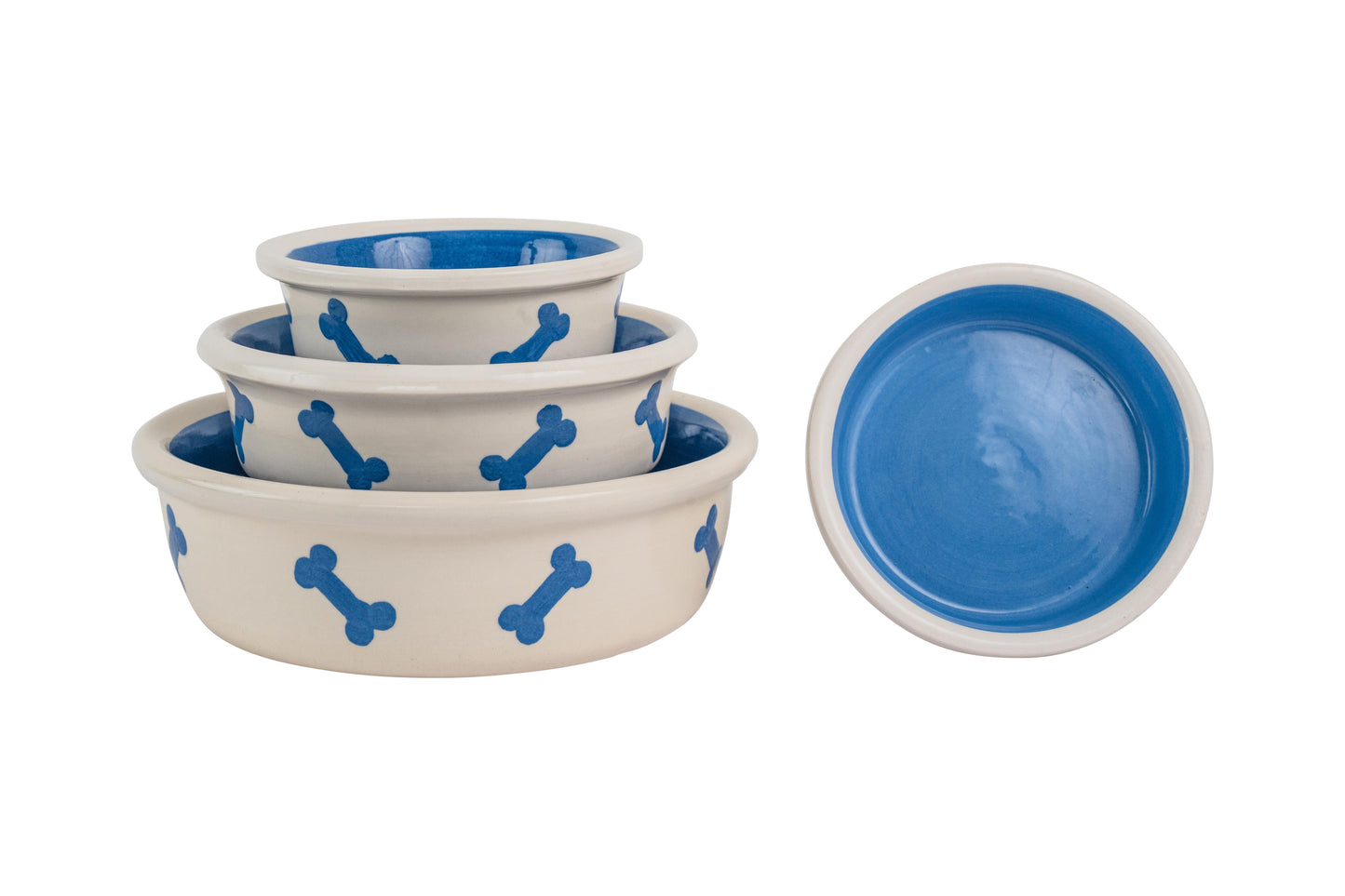 Tail Wag Collection - Handmade Ceramic Pet Bowl with Diagonal Bone Design