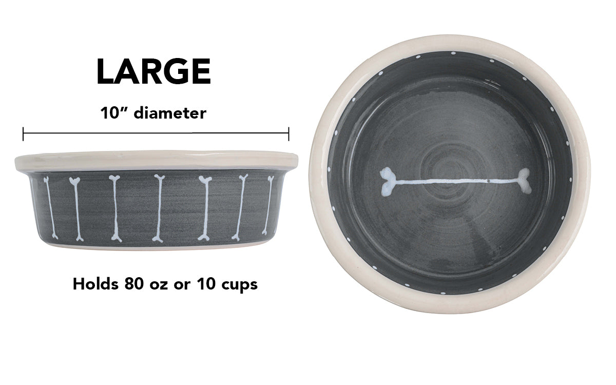 Boneyard Collection - Handmade Ceramic Pet Bowl with Skinny Bone Design in Custom Colors