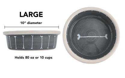 Boneyard Collection - Handmade Ceramic Pet Bowl with Skinny Bone Design in Custom Colors