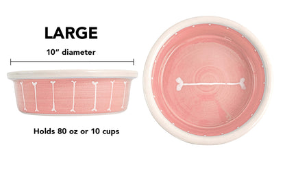 Boneyard Collection - Handmade Ceramic Pet Bowl with Skinny Bone Design in Custom Colors