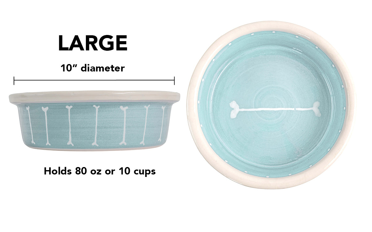 Boneyard Collection - Handmade Ceramic Pet Bowl with Skinny Bone Design in Custom Colors