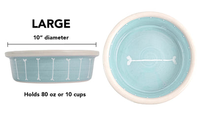 Boneyard Collection - Handmade Ceramic Pet Bowl with Skinny Bone Design in Custom Colors