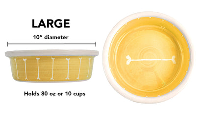 Boneyard Collection - Handmade Ceramic Pet Bowl with Skinny Bone Design in Custom Colors