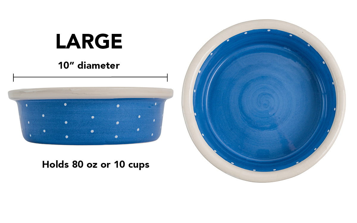 Polka Paws Collection - Handmade Ceramic Pet Bowl with Color and White Polka Dots