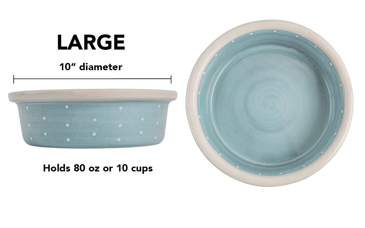 Polka Paws Collection - Handmade Ceramic Pet Bowl with Color and White Polka Dots