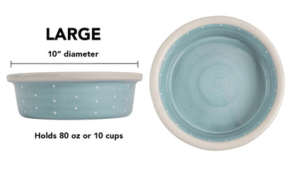 Polka Paws Collection - Handmade Ceramic Pet Bowl with Color and White Polka Dots