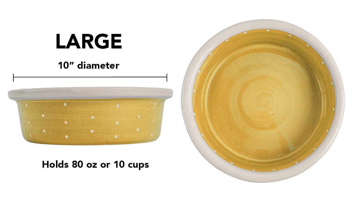 Polka Paws Collection - Handmade Ceramic Pet Bowl with Color and White Polka Dots