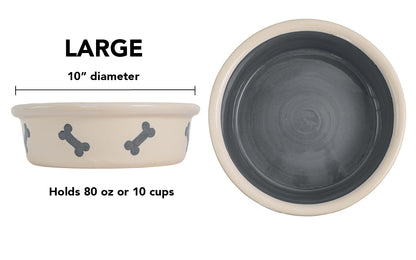 Spot On Collection - Handmade Ceramic Pet Bowl with Solid Color Interior and Dots on the Outside