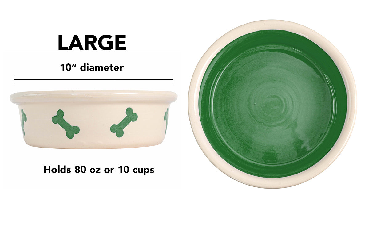 Spot On Collection - Handmade Ceramic Pet Bowl with Solid Color Interior and Dots on the Outside