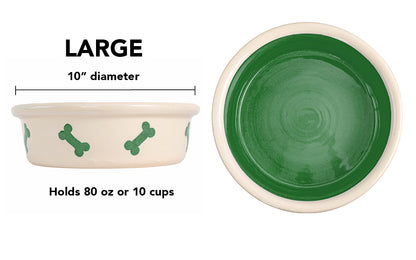 Spot On Collection - Handmade Ceramic Pet Bowl with Solid Color Interior and Dots on the Outside