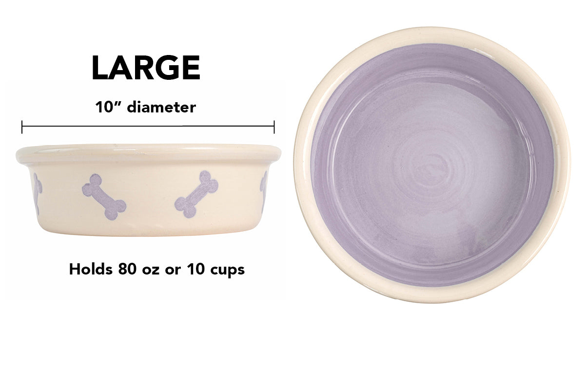 Spot On Collection - Handmade Ceramic Pet Bowl with Solid Color Interior and Dots on the Outside