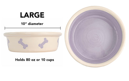 Spot On Collection - Handmade Ceramic Pet Bowl with Solid Color Interior and Dots on the Outside